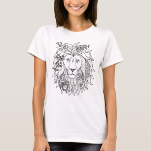 T-shirt Doodle do leão e das flores