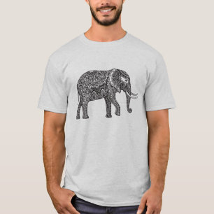 T-shirt Doodle estilizado do elefante da fantasia