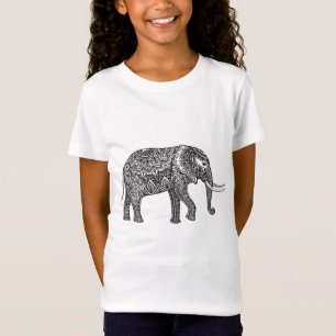 T-shirt Doodle estilizado do elefante da fantasia