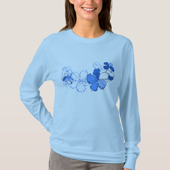 T-shirt Doodle Hibiscus Ladies Tee (Frente)