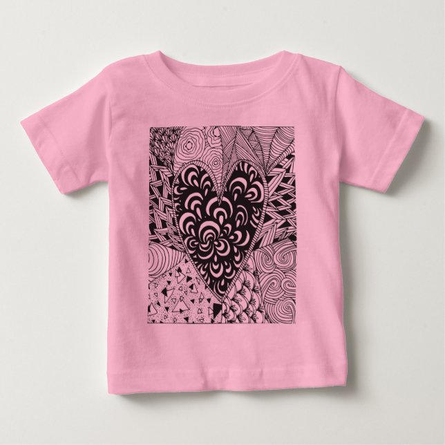 T-shirt Doodle inspirado do coração (Frente)