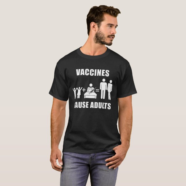 T-shirt dos adultos da causa das vacinas (Frente Completa)