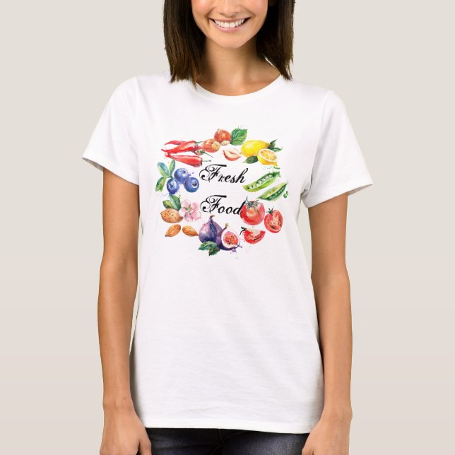 T-shirt dos alimentos frescos - mulheres (Frente)
