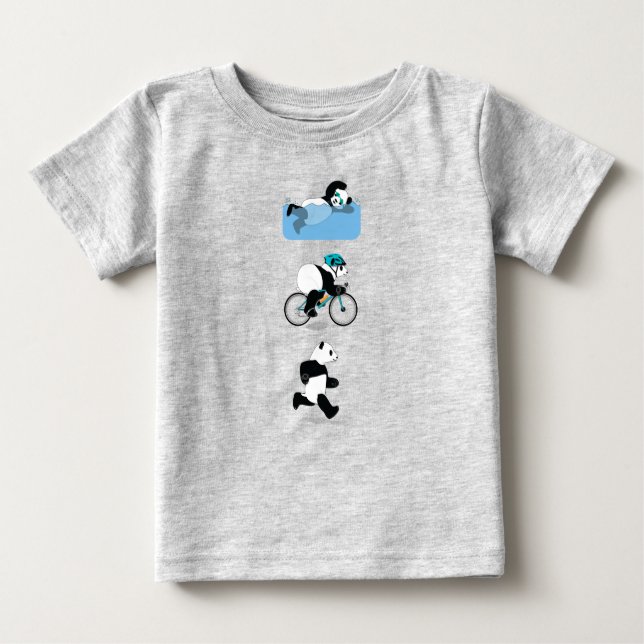 T-shirt dos bebês do Triathlon da panda (Frente)
