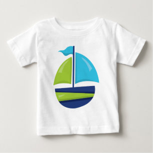 t-shirt dos bebês do veleiro da praia