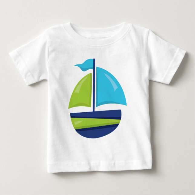 t-shirt dos bebês do veleiro da praia (Frente)