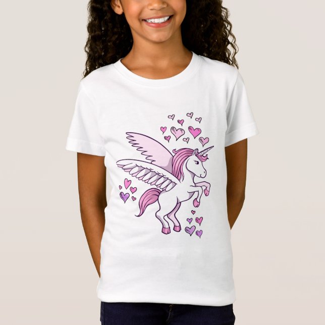 T-shirt dos corações de Pegasus do unicórnio (Frente)
