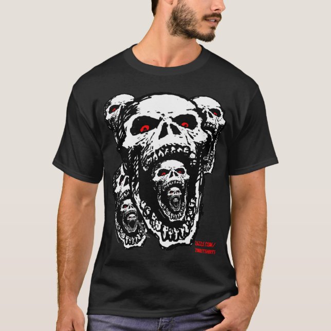 T-shirt dos crânios do zombi (Frente)
