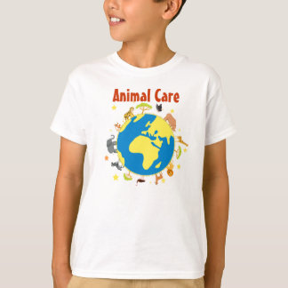 T-shirt dos cuidados animais - miúdo