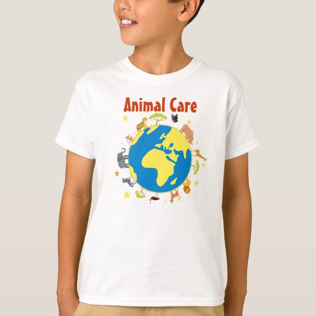 T-shirt dos cuidados animais - miúdo (Frente)