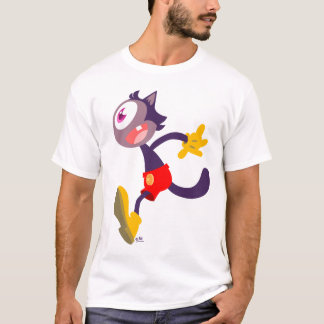 T-shirt dos desenhos animados do gato do monocular