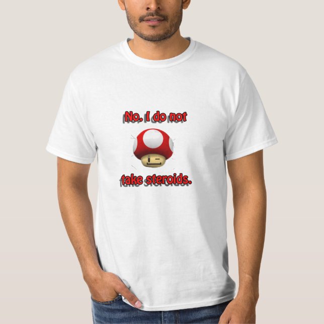 T-shirt dos esteróides do cogumelo de Mario (Frente)