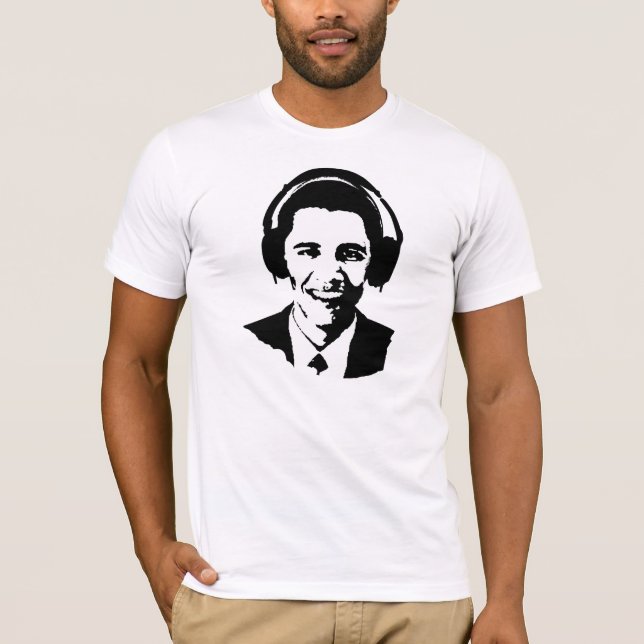 T-shirt dos fones de ouvido de Barack Obama (Frente)