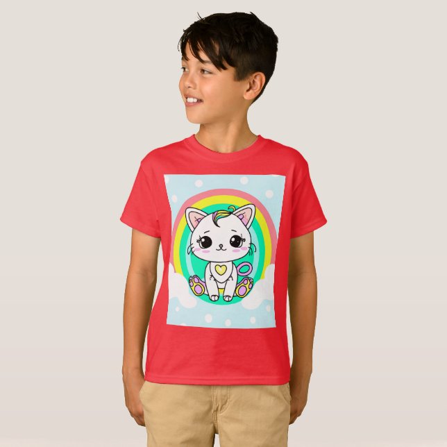 T-shirt dos gatinhos Arco-Íris (Frente Completa)