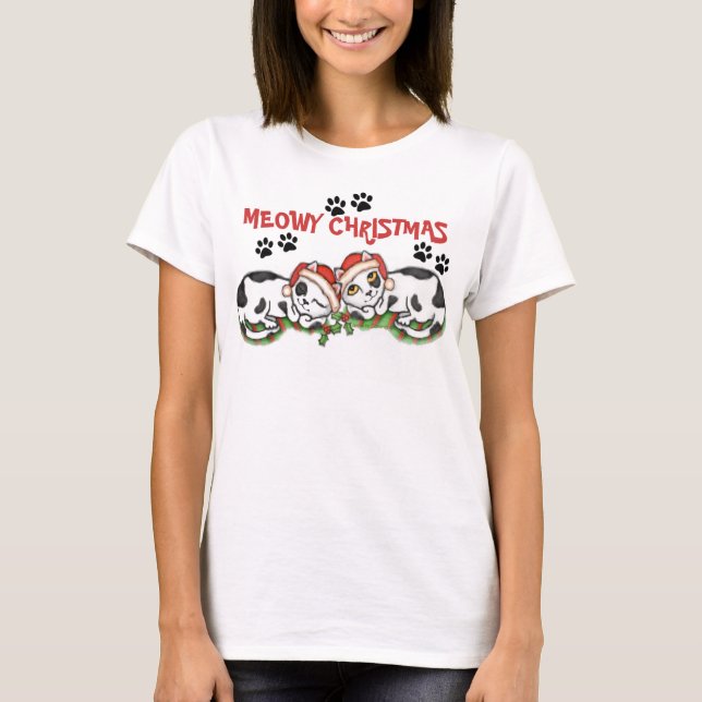 T-shirt dos gatos do Natal (Frente)