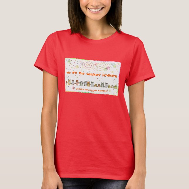 t-shirt dos gatos dos fogos-de-artifício das (Frente)