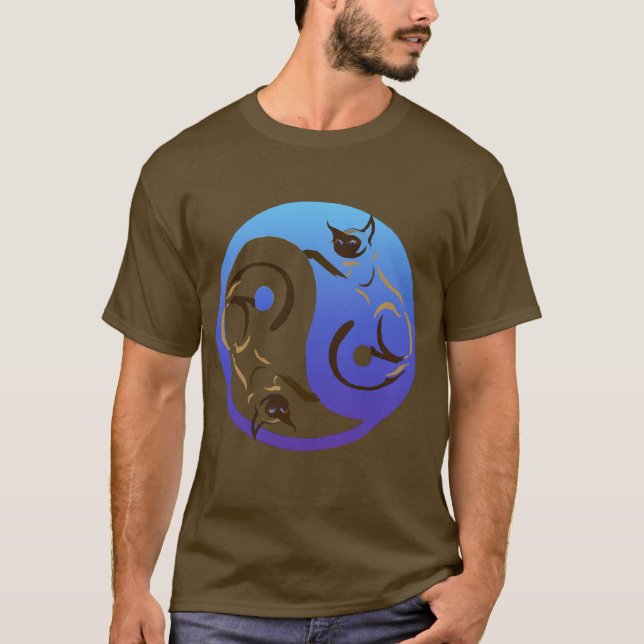 T-shirt dos gatos Siamese de Yin Yang (Frente)