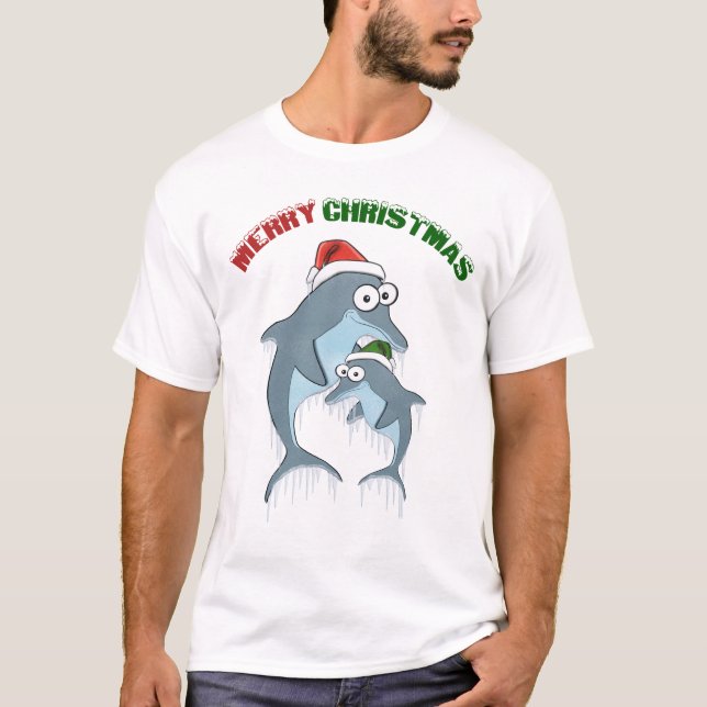 T-shirt dos golfinhos do Feliz Natal (Frente)