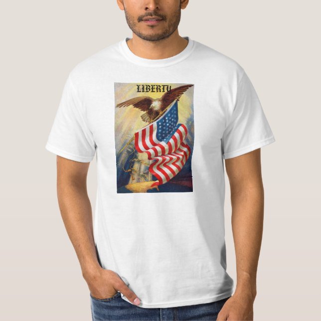 T-shirt dos homens com Eagle que defende a (Frente)