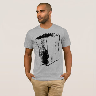 T-shirt dos homens do desenho do saco de papel