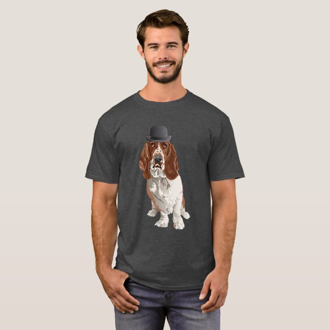 T-shirt dos homens do pai do cão de Basset Hound (Frente Completa)