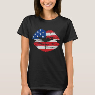 T-shirt dos lábios da bandeira dos E.U.