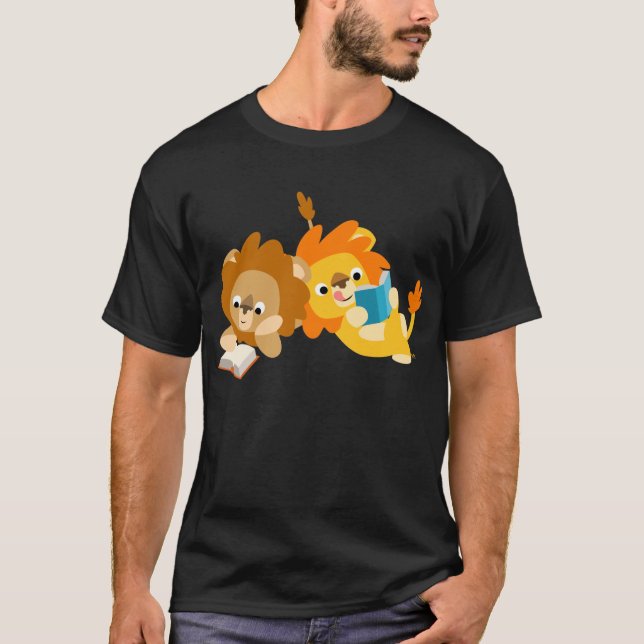 T-shirt dos leitores de leões de desenhos brancos (Frente)