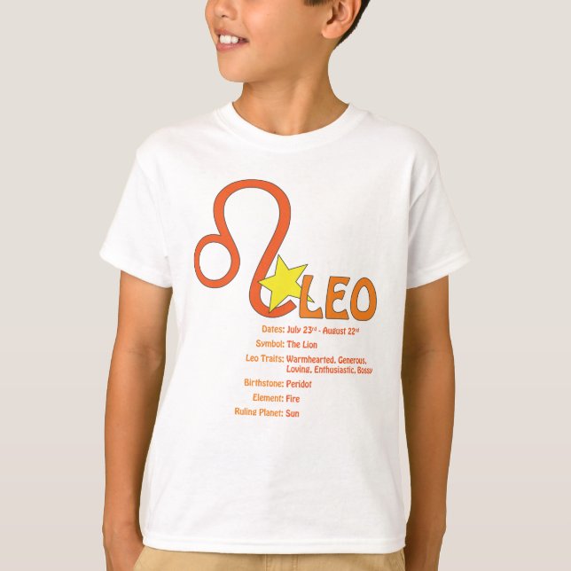 T-shirt dos miúdos dos traços de Leo (Frente)