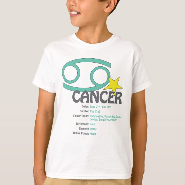 T-shirt dos miúdos dos traços do cancer (Frente)