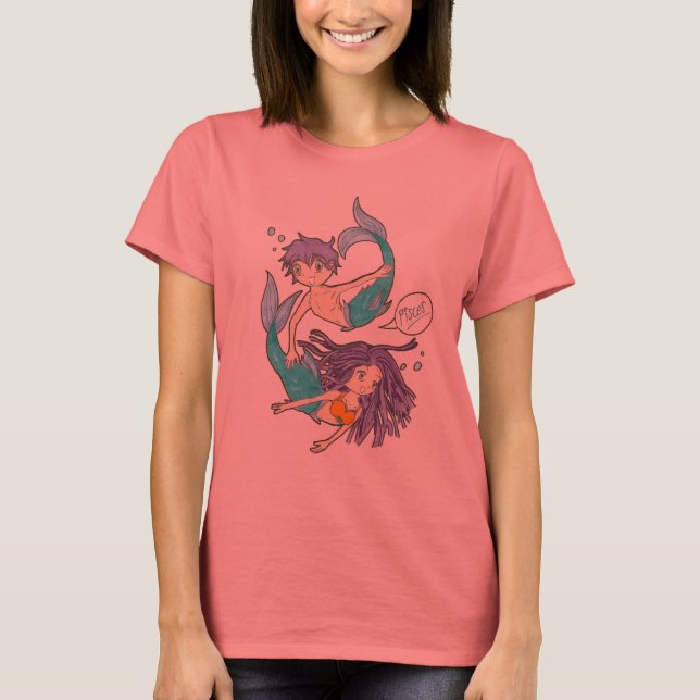 T-shirt dos peixes do Chibi das mulheres (Frente)