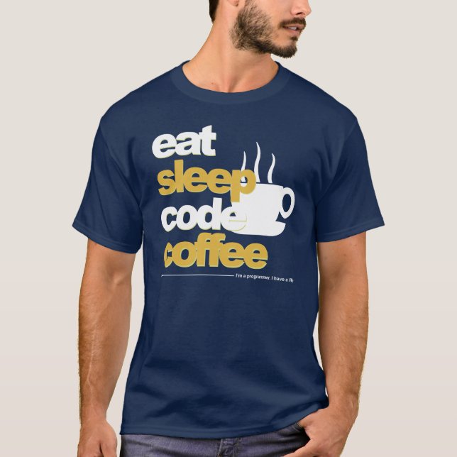 t-shirt dos programadores: coma o café do código (Frente)