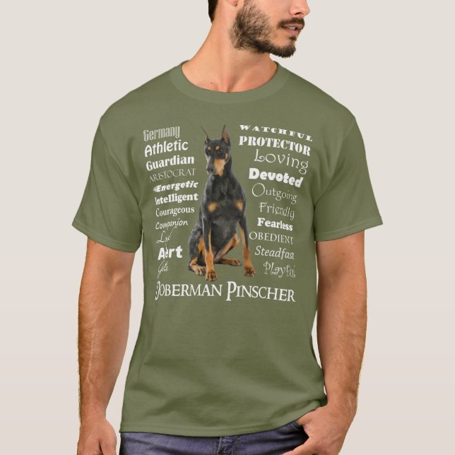 T-shirt dos traços do Doberman (Frente)