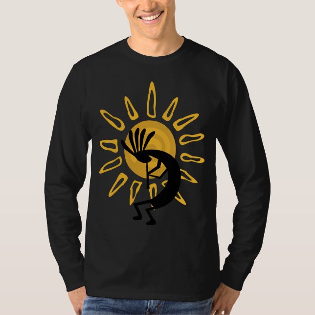 T-shirt Dourada de Kokopelli Mens Long Sleeve (Frente)