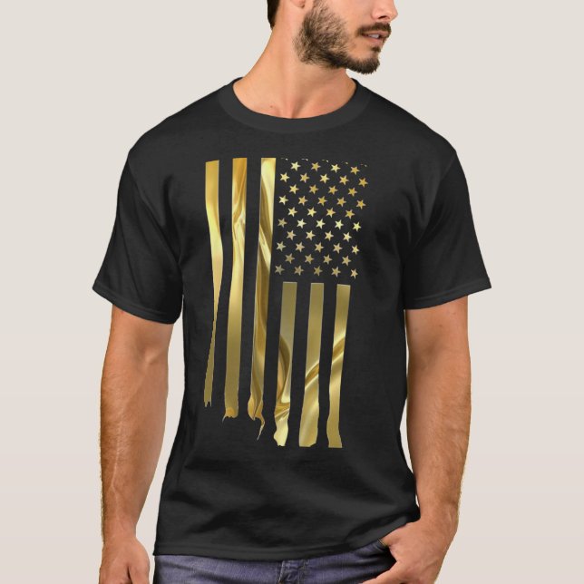 T-shirt Dourado da bandeira americana (Frente)