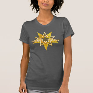 T-shirt dourado da estrela das asas angélicos