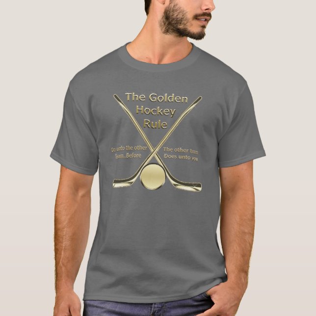 T-shirt dourado da regra do hóquei (Frente)