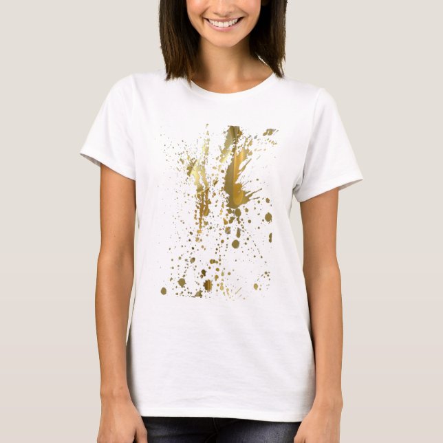 T-shirt Dourado do Splatter da pintura (Frente)