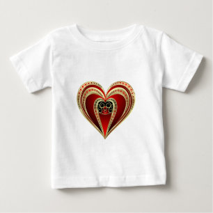 T-shirt Dourado e Coração Vermelho