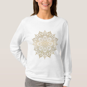 T-shirt Dourado Mandala e Branco Chic Modern Glam Fashion