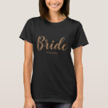 T-Shirt Dourado Personalizado<br><div class="desc">Faz um presente de excelente para a noiva</div>