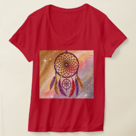 T-Shirt Dourado Vermelho Cute V-Neck