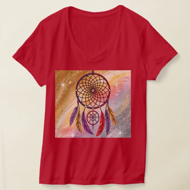 T-Shirt Dourado Vermelho Cute V-Neck (Postura )