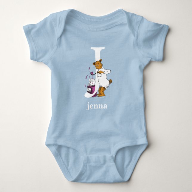 T-shirt Dr. Seuss ABC: Carta J - Branco | Adicione seu nom (Frente)