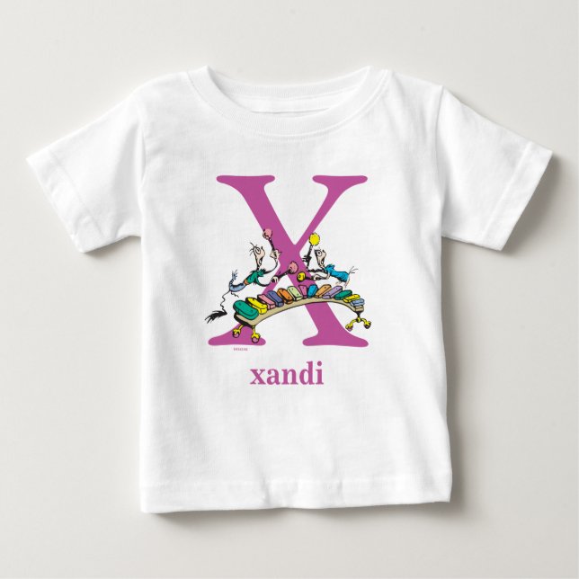 T-shirt Dr. Seuss ABC: Carta X - Roxo | Adicione seu nome (Frente)