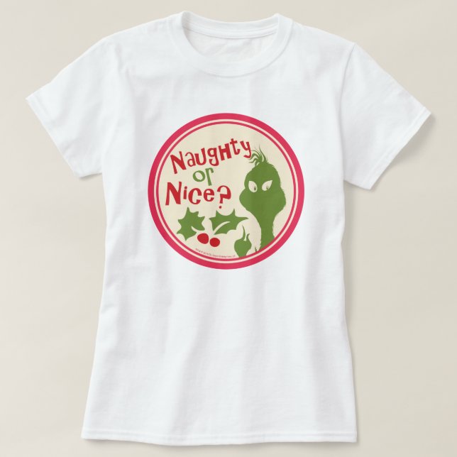 T-shirt Dr. Seuss | O Grpolegadas - Naughty ou Nice? (Frente do Design)