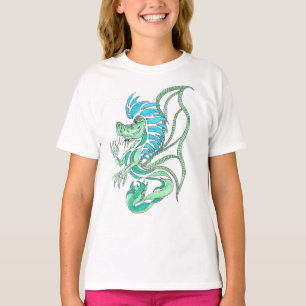T-shirt Dragão azul tribal