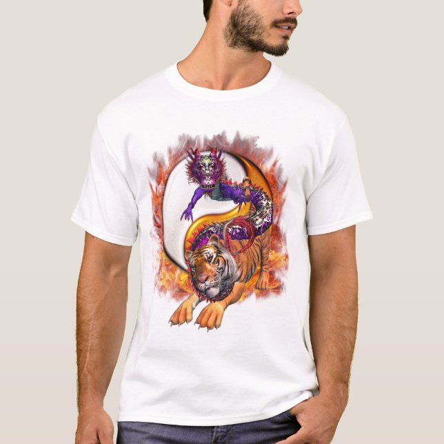 T-shirt Dragão e tigre Yin Yang (Frente)