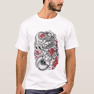 T-shirt Dragão oriental com flores