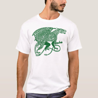 T-shirt Dragão verde de Knotwork no branco