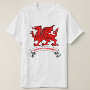 T-shirt Dragão Vermelho Galês com Slogan